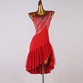 abordables Tenues de danse latine-Danse latine Robe Cristaux / Stras Femme Utilisation Sans Manches Spandex