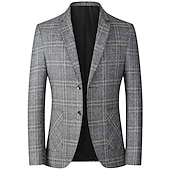 cheap Men&#039;s Trench Coat-Men&#039;s Winter Coat Wool Coat Overcoat Short Coat Blazer Formal Daily Wear Fall Winter Terylene Thermal Warm Outdoor Outerwear Clothing Apparel Fashion Modern Contemporary Plaid Pocket Turndown Single