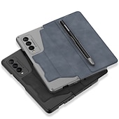 Недорогие Чехлы для Samsung-Чехол для телефона для Samsung Galaxy Z Fold 5 Z Fold 4 Z Fold 3 Z Fold 2 полный корпус чехол для карт пылезащитный двусторонний однотонный PU кожа