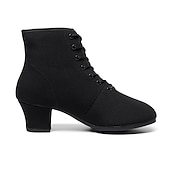 baratos Botas de dança-Mulheres Botas de Dança Espetáculo Festa Ensaio / Prática Botas de Calcanhar Ao ar livre Parte inferior inteira Cadarço Salto Grosso Ponta Redonda Adulto Preto