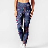 tanie Legginsy i legginsy do jogi-Damskie Spodnie do jogi Boczne kieszenie Podnoszenie pośladków Wyszczuplenie brzucha Wysoka talia Trening w siłowni Bieganie Zdatność Legginsy 3/4 Święta Wesołych Świąt Granatowy Jesień Sport Odzie