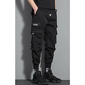 economico Pantaloni cargo-Per uomo Pantaloni cargo Pantaloni Abbigliamento tecnico Vita elastica Multi tasca Alfabetico Geometria All&#039;aperto Sport Lunghezza intera Informale Giornaliero Athleisure Verde militare Nero
