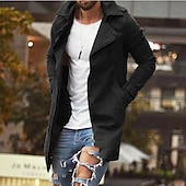 economico Trench da uomo-Per uomo Cappotto invernale Giacca invernale Giubbotto Esterno Strada Tenere al caldo Traspirante Tasche Autunno Inverno Tinta unica Streetwear Per sport Collo ripiegabile Lungo Standard Nero Blu