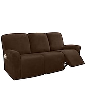 economico Poltrone reclinabili e poltrone wingback-copridivano reclinabile componibile fodera 1 set di 8 pezzi microfibra elasticizzata alta elasticità bordeaux rosso velluto di alta qualità copridivano copridivano per 3 posti cuscino divano