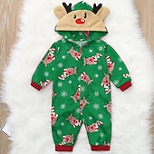 cheap Pajamas-Family Christmas Family Pajamas Pajamas Deer Sports Print Red Royal Blue Green Long Sleeve Mommy And Me Outfits Active Matching Outfits