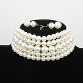 halpa Lisävarusteet ja enemmän-helmi choker kaulakoru korvakorut 2 kpl läppätarvikkeet vintage 1920-luvun möly 20-luvun art deco naisille