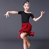 economico Abbigliamento danza per bambini-Abbigliamento da ballo per bambini Gonne Nappa Traforato Colore Puro Da ragazza Prestazioni Addestramento Manica corta Elastene