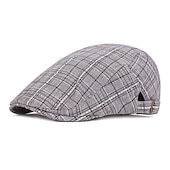 voordelige Herenhoeden-Voor heren Platte pet blauw Lichtgrijs Katoen Streetwear Stijlvol 1920 mode Buiten Dagelijks Uitgaan Raster Warm