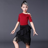 economico Abbigliamento danza per bambini-Abbigliamento da ballo per bambini Gonne Nappa Traforato Colore Puro Da ragazza Prestazioni Addestramento Manica corta Elastene