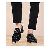 billiga Slip-ons och loafers till herrar-Herr Tofflor och Slip-Ons Finskor Plusstorlekar Drivskor Körande loafers Promenad Affär Klassisk Bröllop Dagligen Kontor &amp; Karriär Mocka Bär bevis Loafers Svart Blå Vår Höst
