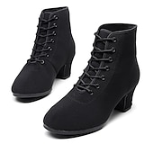 baratos Botas de dança-Mulheres Botas de Dança Espetáculo Festa Ensaio / Prática Botas de Calcanhar Ao ar livre Parte inferior inteira Cadarço Salto Grosso Ponta Redonda Adulto Preto