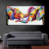 ieftine Picturi cu Animale-pictură în ulei realizată manual pictată manual artă de perete mintura modernă abstractă elefant animale imagine decor decor pânză rulată fără cadru neîntins