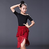 economico Abbigliamento danza per bambini-Abbigliamento da ballo per bambini Gonne Nappa Traforato Colore Puro Da ragazza Prestazioni Addestramento Manica corta Elastene