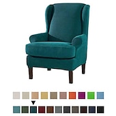 abordables Cubierta de sillón y silla sin brazo-Funda de sillón con respaldo alto, funda de sillón elástica, funda de sofá con funda de cojín en T, color liso, burdeos, rojo, suave y duradera