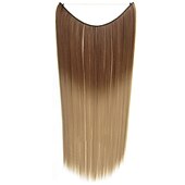 cheap Synthetic  Extensions-24inch 50grams 100grams Synthetic Hair Extension Gradual Color Brown Gray Blonde String Halo Hairpieces Extensions