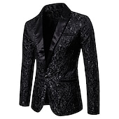 economico Blazer da uomo-Per uomo Giubbotto Giacca Strada Attività commerciale Tenere al caldo Traspirante Tasche Jacquard Autunno Inverno Floreale Streetwear Elegante Bavero a lancia Standard Cotone Standard Nero Bianco
