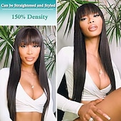 cheap Human Hair Capless Wigs-Human Hair Wig Long Body Wave With Bangs Natural Party Best Quality New Arrival Capless Brazilian Hair Women&#039;s Natural Black #1B 12 inch 14 inch 16 inch Daily Thanksgiving New Year