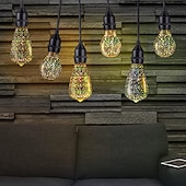 baratos Lâmpadas Filamento de LED-6 peças 3 peças 1 peça lâmpada 3d de fogos de artifício st64 lâmpada led 5w e27 e26 rgb fada estrela brilho decoração lâmpada festa lâmpada de vitral ac220v ac120v