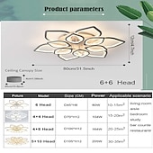 cheap Dimmable Ceiling Lights-6/8/12/15 Heads LED Ceiling Light Lotus Design  Ceiling Lamp Modern Artistic Metal Acrylic Style Stepless Dimming Bedroom Painted Finish Lights 110-240V ONLY DIMMABLE WITH REMOTE CONTROL Flower Design