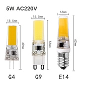 cheap LED Bi-pin Lights-10PCS 6PCS 2PCS G4 G9 E14 LED Bulb 5W Replaces 50W Halogen Bulb 2508-COB Mini Bulb for Cabinet Landscape Chandelier Light Appliance Bulbs AC220V