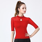 voordelige Latin danskleding-Latijnse dans Top Effen Gesplitst Dames Opleiding Prestatie Halve mouw Hoog Spandex