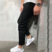 economico Chino-Per uomo Harém Pantaloni Pantaloni da jogger cascante Liscio Traspirante Leggero Lunghezza intera Informale Giornaliero Cotone Hip-hop Semplice ma elegante Verde militare Nero Media elasticità