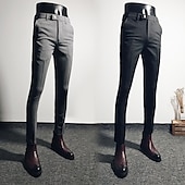 ieftine Subţire-Bărbați Costume Slab Pantaloni Pantaloni creion Buzunar Simplu Respirabil Ελαστικό Lungime până la glezne Nuntă Birou Afaceri Bumbac Șic &amp; Modern Casual Subțire Negru Gri Strech