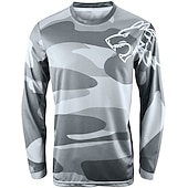 billiga Tröjor för män-Herr Downhilltröja Långärmad Bergscykling Vägcykling Svart Gul Blå Varg Kamouflage Cykel Tröja Andningsfunktion Snabb tork Polyester Elastan sporter Varg Kamouflage Kläder