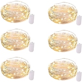 baratos Alimentado por Pilha-100 unidades de luzes de natal de fadas operadas por bateria de 7 pés 20 led à prova d &#039;água mini luzes de corda do firefly com fio de prata flexível para peças centrais de casamento pote de pedreiro