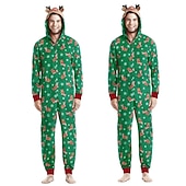 cheap Pajamas-Family Christmas Family Pajamas Pajamas Deer Sports Print Red Royal Blue Green Long Sleeve Mommy And Me Outfits Active Matching Outfits