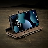 Недорогие Чехлы для iPhone-Ретро-кошелек с молнией PU кожа чехол для iPhone для iPhone 16 15 14 13 12 11 Pro Max XR XS 8 7 Plus – флип-крышка с отверстиями для карт магнитная застежка и функция подставки