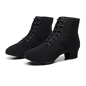 baratos Botas de dança-Mulheres Botas de Dança Espetáculo Festa Ensaio / Prática Botas de Calcanhar Ao ar livre Parte inferior inteira Cadarço Salto Grosso Ponta Redonda Adulto Preto