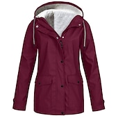 abordables ropa exterior activa para mujer-chaqueta de lluvia para mujer impermeable chaqueta de lana de senderismo invierno al aire libre cálido impermeable polar a prueba de viento con capucha parka prendas de vestir exteriores rompevientos gabardina superior con cremallera completa esquí pesca