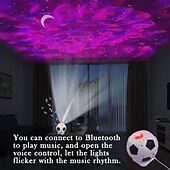 رخيصةأون أضواء هدايا عيد الميلاد-جولة السماء كشاف ضوئي LED ضوء الليل بلوتوث التحكم عن بعد التحكم الصوتي هدية عيد الحب عيد الأطفال تيار متردد 1 قطعة