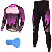 preiswerte Herrenbekleidungs-Sets-Herren Radtrikot mit Radhose lang fahrradbekleidung Langarm MTB Mountain Rennrad Rot Purpur Orange Punkt Fahhrad Sportkleidung 3D-Pad Atmungsaktiv Schnelltrocknend Tasche auf der Rückseite Polyester