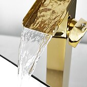 Недорогие классический-Смеситель для раковины с водопадом, высокий смеситель для раковины, краны для раковины с одной ручкой, установленный на палубе с холодным и горячим шлангом
