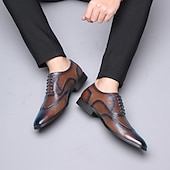 billige Formell-brune oxford-kjolesko for menn – klassiske brogue-sko i kunstskinn med snøring til forretninger, bryllup og formelle anledninger