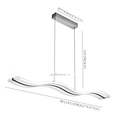 economico Luci a sospensione-lampada a sospensione a led 97cm 36w forma d&#039;onda acrilico moderna semplice lampada a sospensione con telecomando per sala studio ufficio sala da pranzo apparecchio di illuminazione