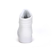 cheap Men&#039;s Sneakers-Men&#039;s White High-Top Sneakers - Stylish Leather Lace-Up Casual Shoes with Gold Eyelets for Everyday Wear