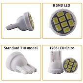 cheap LED Corn Lights-10pcs 4pcs 2pcs 0.8W LED Light Bulb 100lm T10 8 LED Beads SMD 2835 for License Plate Dome Map Light 12V