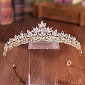 voordelige Tiara&#039;s en Kroon-Kroon Tiara&#039;s Haarbanden Hoofddoek Strass Legering Bruiloft Partij  Avond Retro Zoet Met Kristal  Strass Split Joint Hoofddeksel Hoofdbedekking jurk om indruk te maken