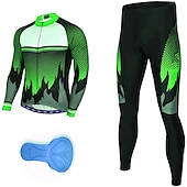 preiswerte Herrenbekleidungs-Sets-Herren Radtrikot mit Radhose lang fahrradbekleidung Langarm MTB Mountain Rennrad Rot Purpur Orange Punkt Fahhrad Sportkleidung 3D-Pad Atmungsaktiv Schnelltrocknend Tasche auf der Rückseite Polyester