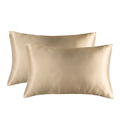 cheap Sheets &amp; Pillowcase-Set of 2 Pcs Silk Satin Pillowcase for Hair and Skin Slip, Pillow Cases for Standard/Queen/King Size - Satin Cooling Pillow Covers with Envelope Closure Suit