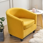 cheap Armchair Cover &amp; Armless Chair Cover-Velvet Club Chair Barrel Chair Slipcover Tub Chair Cover Couc Furniture Protector with Seat Cushion Cover Elastic Bottom Soft for Hotel Bar Counter Living Room