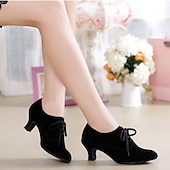cheap Latin Shoes-Women&#039;s Suede Lace-Up Low Heel Dance Shoes – Elegant Retro Style for Ballroom or Casual Occasions