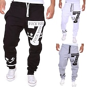 cheap Sweatpants-Men&#039;s Active Sweatpants Joggers Trousers Print Letter Full Length Weekend Basic Loose Fit Black White Micro-elastic