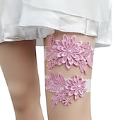 billiga Strumpeband till bröllop-Satäng Blomstil Bröllopskläder Med Applikationsbroderi Strumpeband Bröllop
