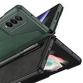 Недорогие Чехлы для Samsung-Чехол для телефона для Samsung Galaxy Z Fold 5 Z Fold 4 Z Fold 3 Z Fold 2 полный корпус чехол для карт пылезащитный двусторонний однотонный PU кожа