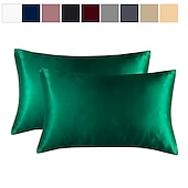 cheap Sheets &amp; Pillowcase-Set of 2 Pcs Silk Satin Pillowcase for Hair and Skin Slip, Pillow Cases for Standard/Queen/King Size - Satin Cooling Pillow Covers with Envelope Closure Suit