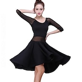ieftine Ținute Dans Latin-Dans Latin Rochie Imprimeu Leopard Solid Despicare Pentru femei Antrenament Performanță Manșon Jumate Înalt Spandex